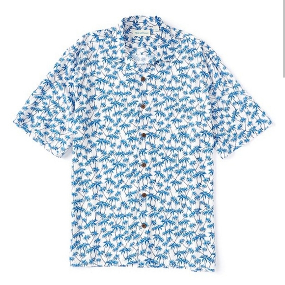 Caribbean Other - Caribbean Tree Print Short-Sleeve Woven Camp Shirt